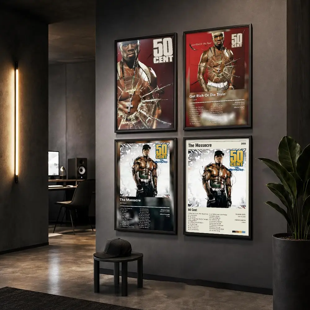 50 C-Cent Rapper Album Poster HD Wall Art Wall Stickers Home Living Room Bedroom Bar Office Decor Prints