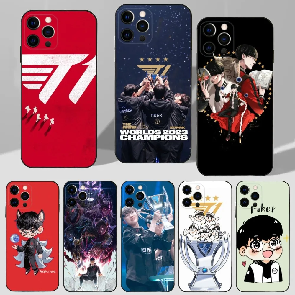 

L-LOL T-T1 F-Faker Phone Case For iPhone 16,15,14,13,12,11 Plus,Pro Max,XS,X,XR,SE,Mini,8,7 Soft Silicone Black Cover