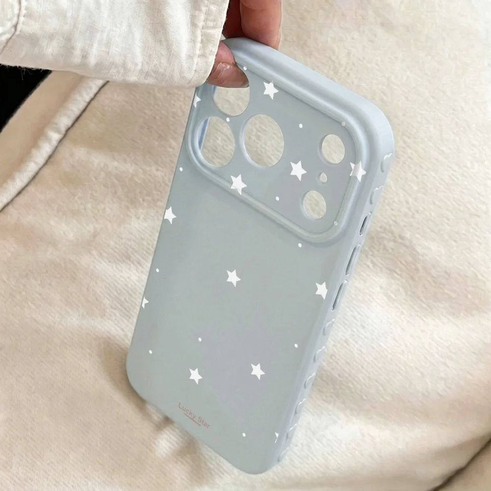 

Light Blue Lucky Star Large Window Phone Case for Apple iPhone 17 16 15 14 13 ProMax 17 16 15 Pro Cases fresh and gentle-style