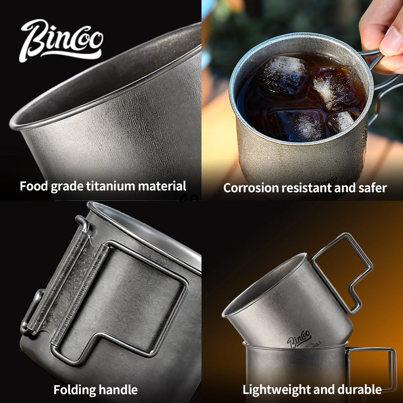 แก้วไทเทเนียมพับได้ Bincoo – แ - Coffee Equipment Camping บทวิจารณ์และราคา