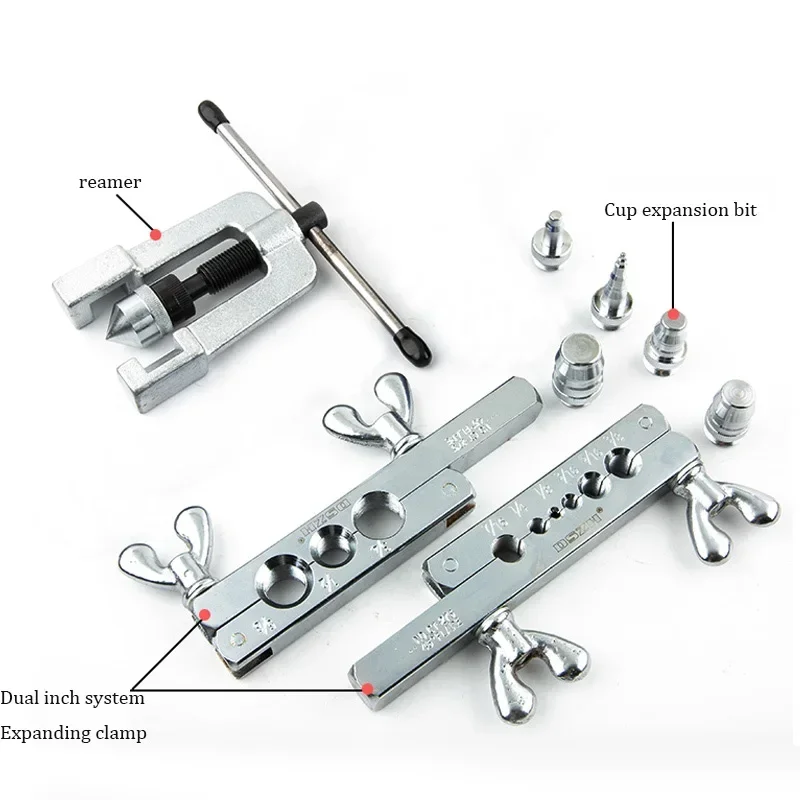 Refrigeration Flaring Tool Kit 1/8-3/4 6-19mm Expanding Tube Reamer Copper Tube Aluminum Tube Reamer Hand Tool Set