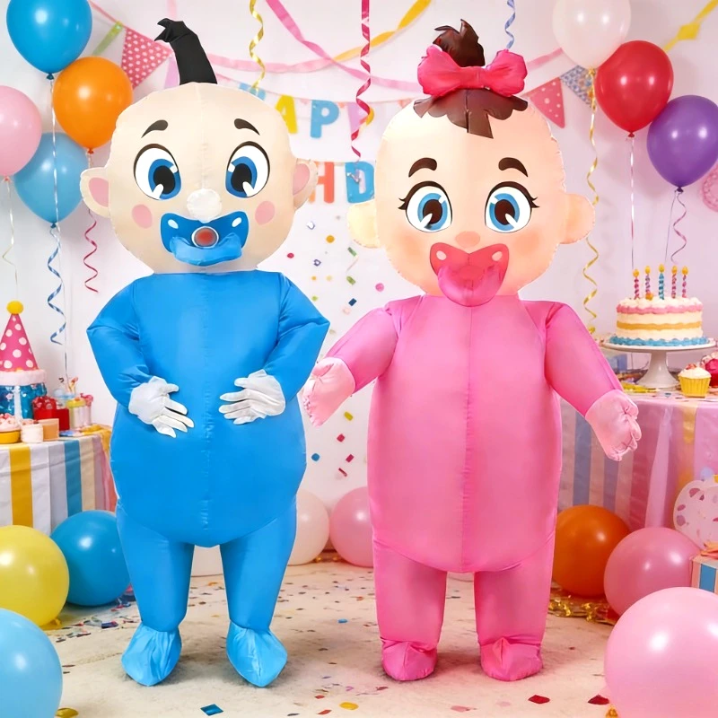 

2PC Inflatable Baby Costume Boy Girl Gender Reveal Party suit Carnival Cosplay Outfits Baby Shower Birthday Party Dress Up Suit