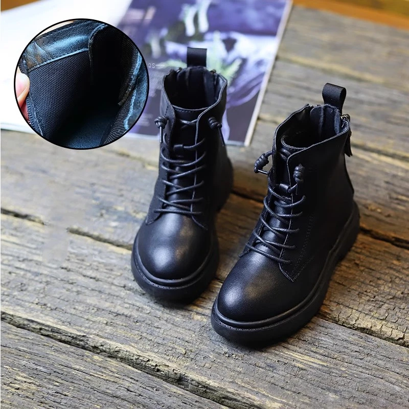 New Fashion Children Ankle Boots Boys Girls Genuine Leather British Cowhide Casual Student Baby Toddler Shoes Performance Boots
