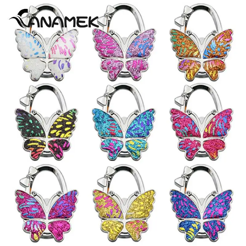 Portable Foldable Handbag Hanger Fashion Butterfly Purse Bag Table Hook Holder For Student For Home Decoration Christmas Gifts