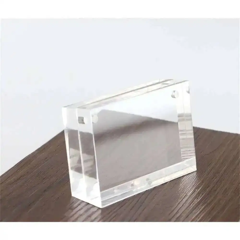 60*90mm Price Tag Name Card Display Acrylic Magnetic Picture Photo Frame Declining Desk Sign Frame Ad Block Label Display Stand