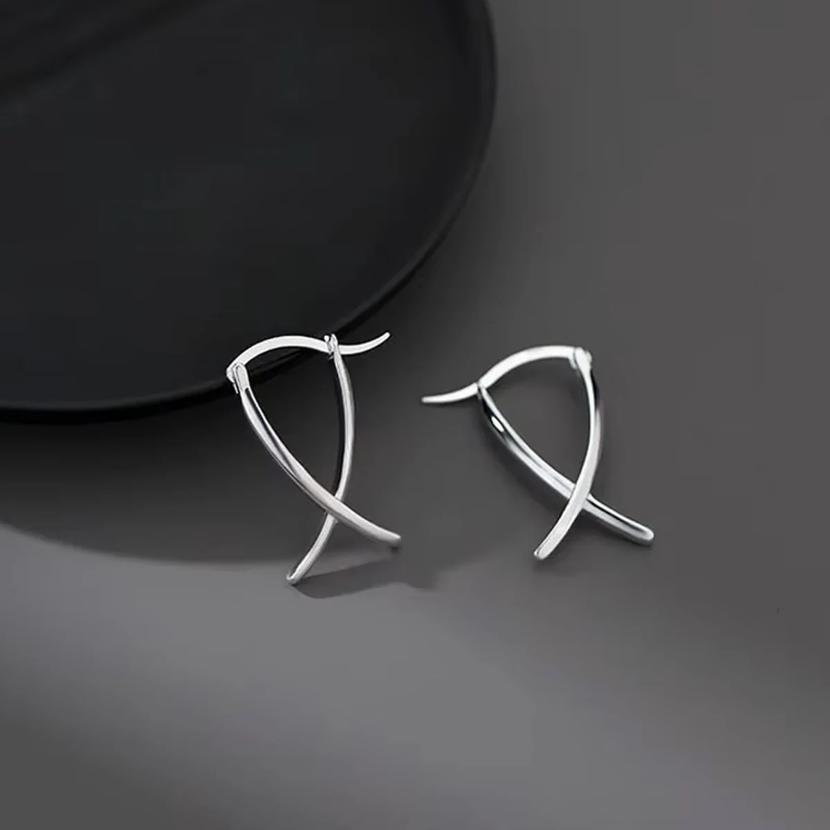 1 Pair Sliver Color  Simply Earrings Unique Geometry Earrings For Women Gift Earings Fashion Jewelry Korean  Earrings image 2