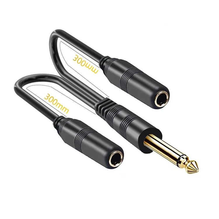 6.5 مللي متر ذكر وأنثى 6.35 مللي متر كبير ثنائي النواة إلى ثنائي 6.5 حافلة أحادية ميكروفون نقطة واحدة خط الصوت مطلية بالذهب المقابس