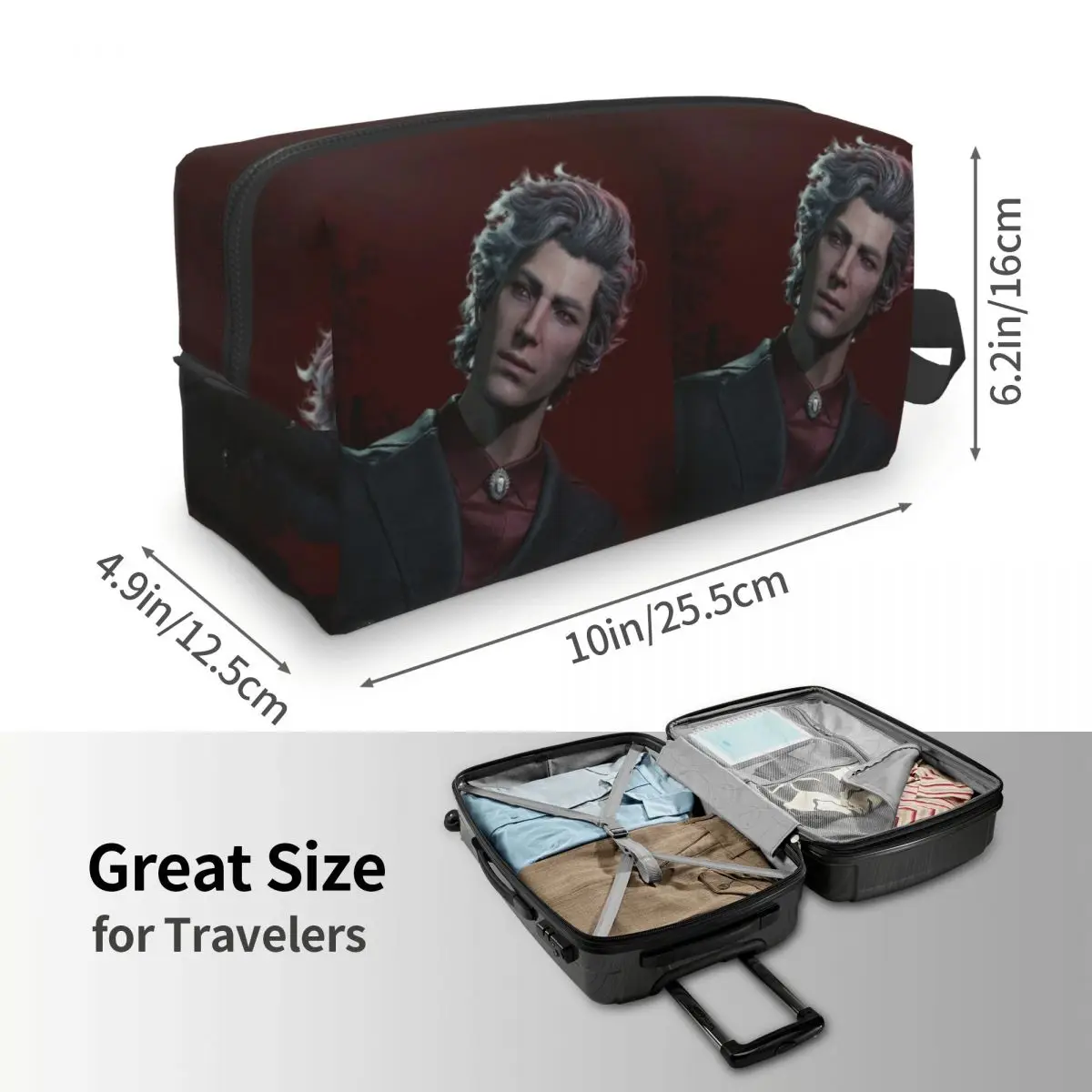 Baldur's Gate 3 Astarion Vampire Character Makeup Bag Cosmetic Organizer Storage Dopp Kit Toiletry Cosmetic Bag for Women Beauty
