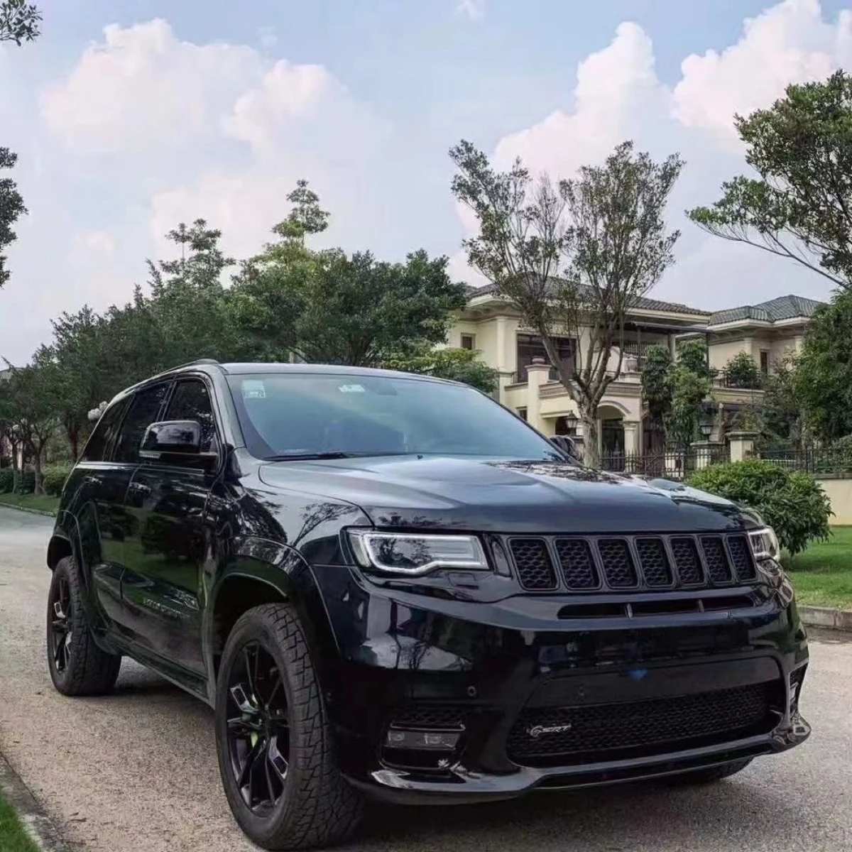 For Jeep Grand Cherokee 2014-2021 Front Rear Bumper Spoiler Grill Engine Skid Plate Side Skirt Lip Side Bumper Air Intake Vent