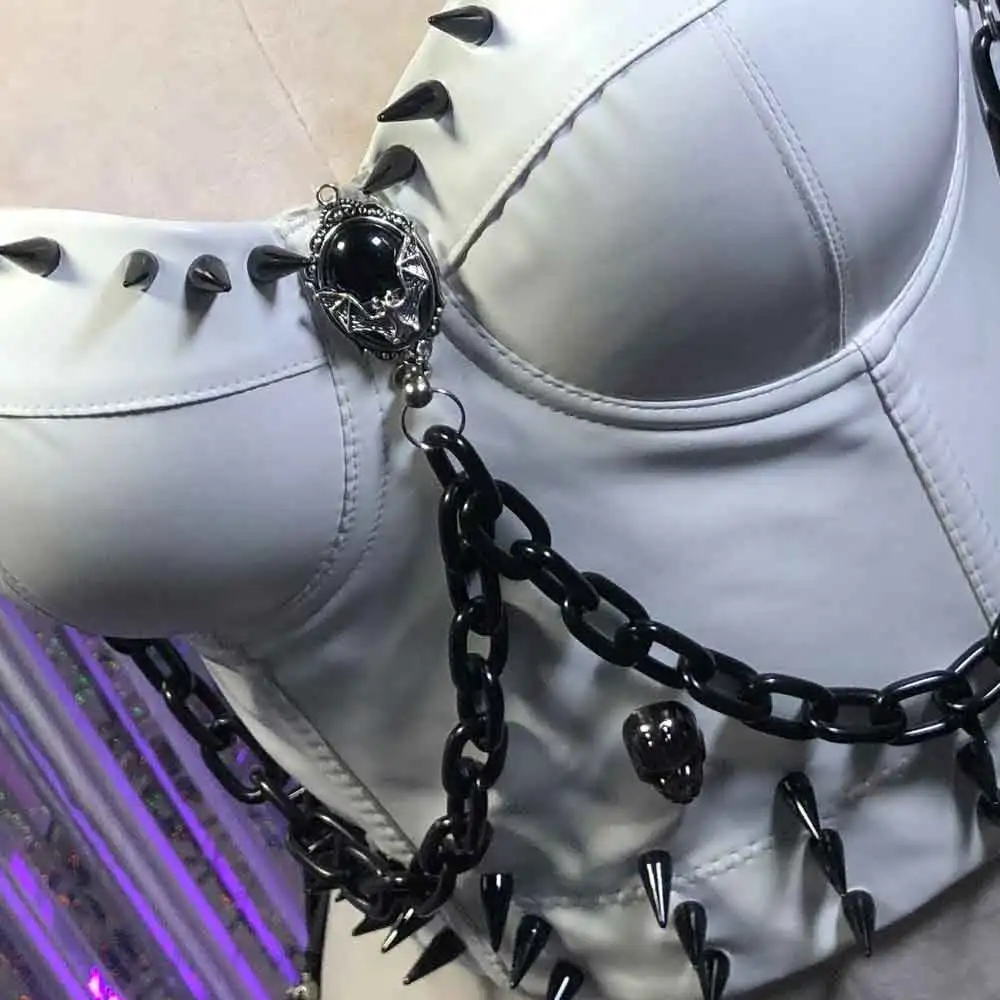 Y2K Neckholder Camisole TOPS Kawaii E-Girls Grunge DIY Harajuku Goth Gothic 90er Jahre Eco handgemachte Vintage Emo Nieten Niete Punk Rock