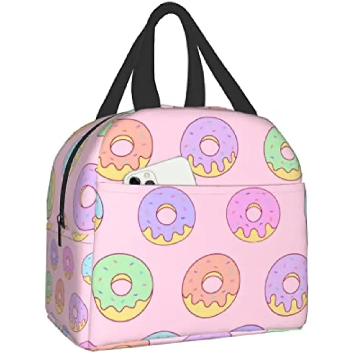 Kawaii Donuts Pink For Cafe Restaurant Lunch Box Travel Bag Picnic Bags Insulated Durable Shopping Bag Reusable Waterproof Bags