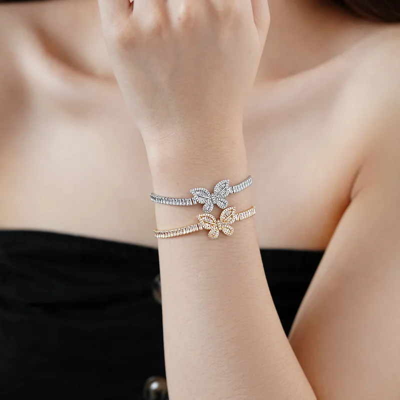 

Butterfly Adjustable Bracelet Square Zircon Personalized Niche European And American Bracelet All-match High-end Feeling Bracele