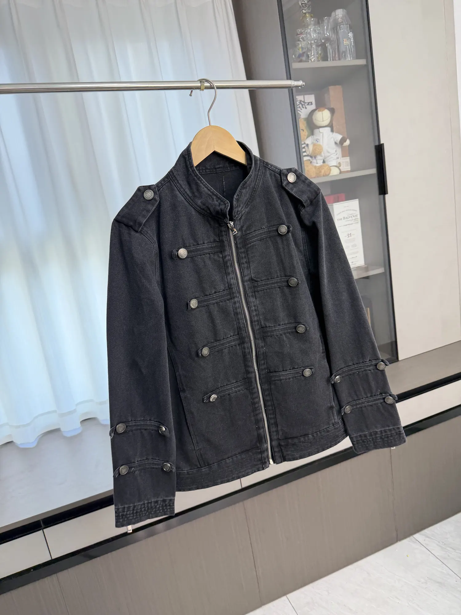 Retro Double Breasted Denim Jacket For Men British Autumn New Casual Fashionable Washed Male Stand Up Collar Zipper Coat