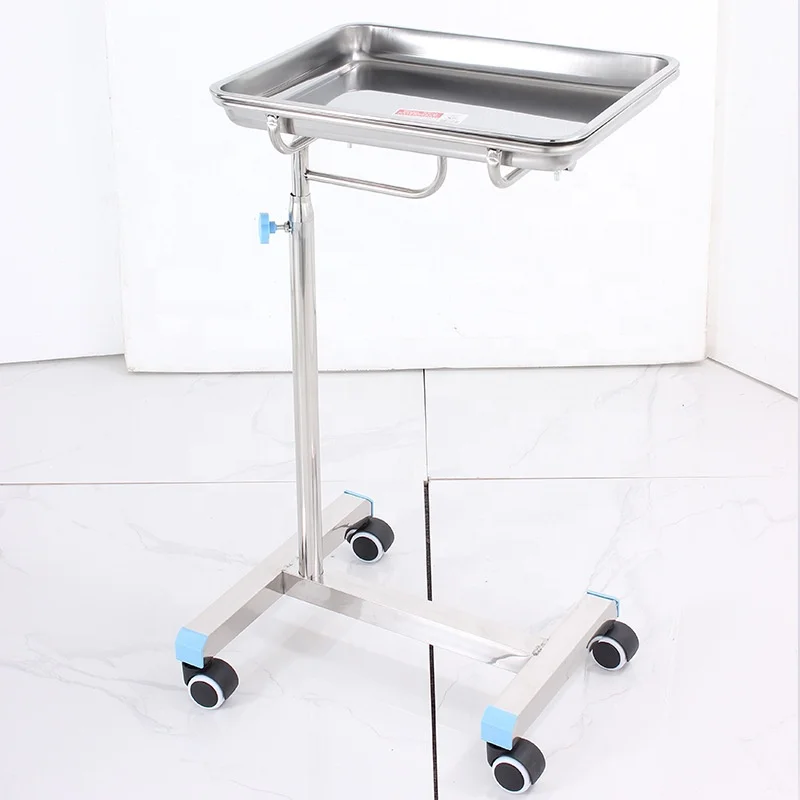 Stainless Steel medical trolley Hospital Tray Cart Height Adjustable Surgical Instrument drug medicine Cart