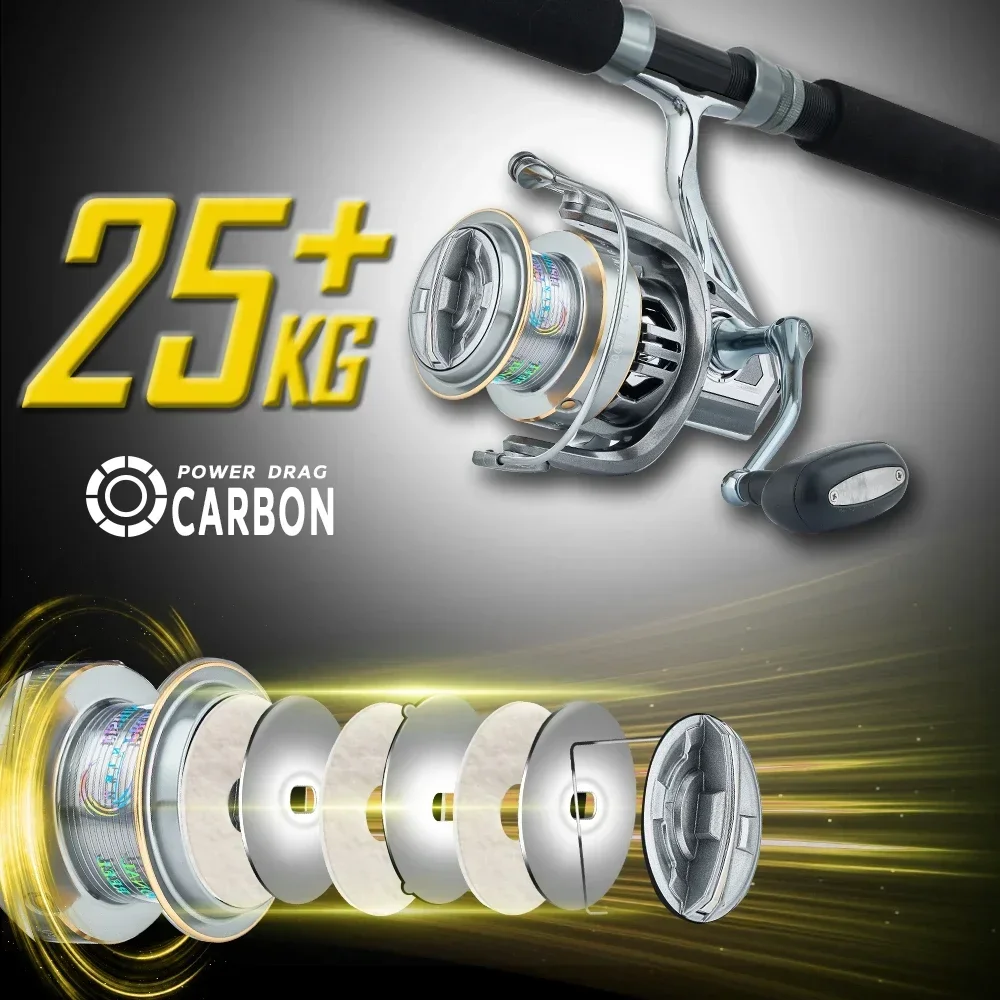 MBLN 90% Full Metal Spinning Reel, 25kg/55lb Drag, Alloy Foot, Handle & Gear, Reliable & Long-lasting Performance