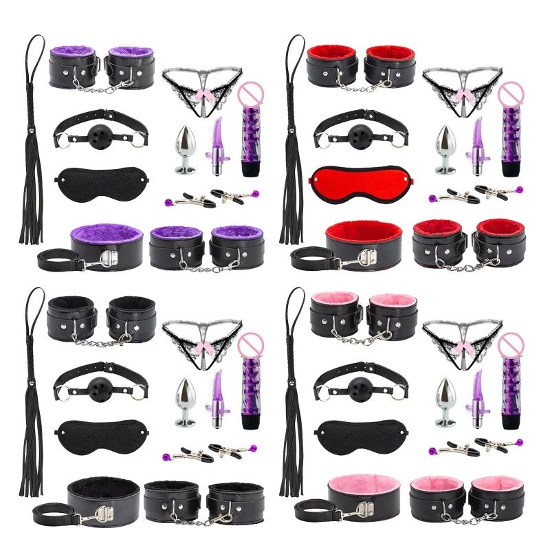 

BDSM Restraints Sex 11Pcs Bondage Restraints Kits Fetish Bed Restraints Set for Beginners Adult Games Cuffs Gag