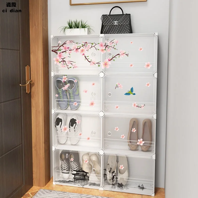 Simple Shoe Cabinet Organizer Space Saving Shoe Rack Wall Corner Shoe Shelf Adjustable Shoe Rock Entry Door Multi-Layer Storage