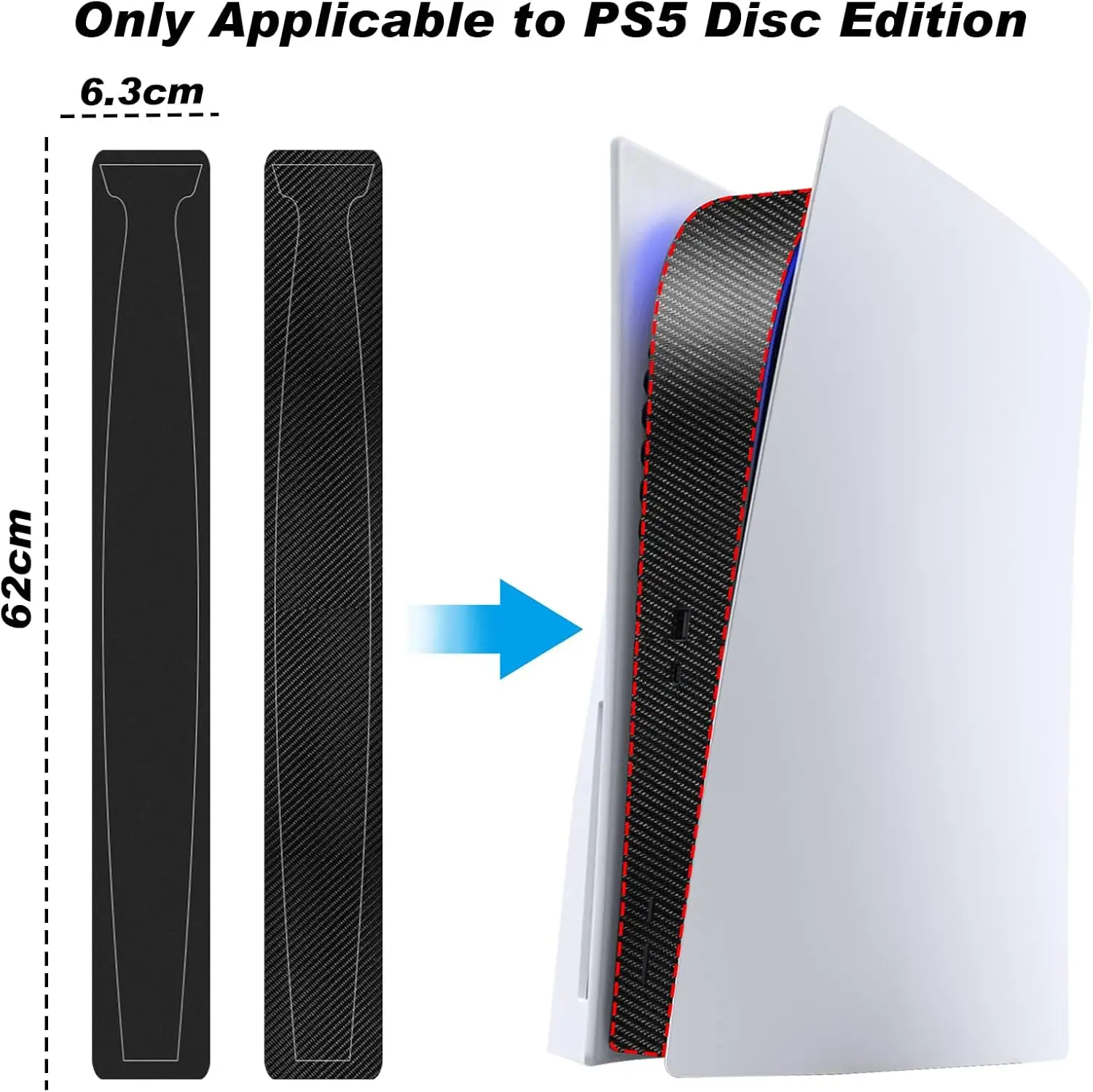 For PS5 Console Middle Skin Integral PS5 Disk Version Host Middle Strip Sticker Console Center Part Protection Strip Film