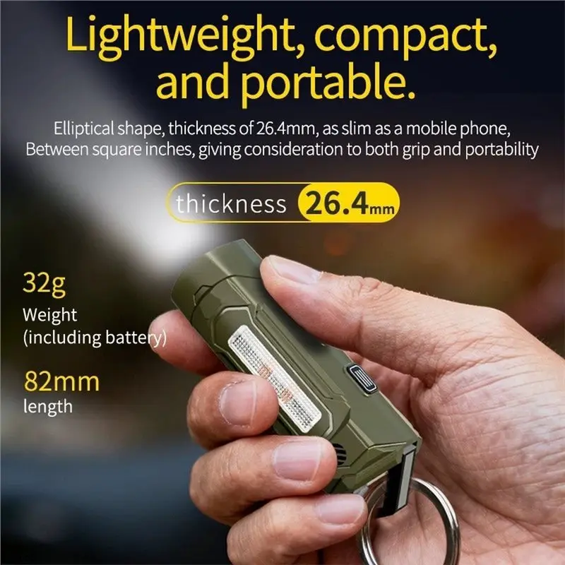 Rechargeable Flashlight With Adjustable Magnetic Hook, UV & Side Light, Buzzer Alarm, Compact Pocket