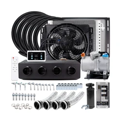 Universal 4 Hole Under dash Auto Electric Air Conditioning System 12V 24V for Car Van Street Rod Hot Classic AC Conditioner