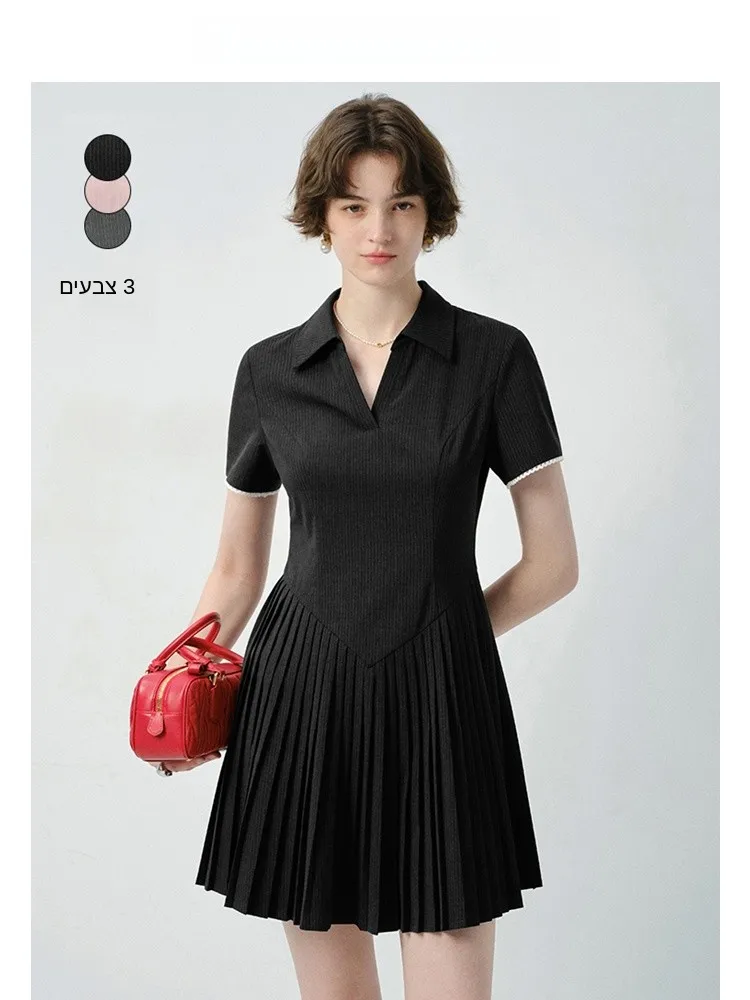 

plus Size Women's Dr ort Skirt Pleated Waist Cinching Turn-down Collar Summer Faion Commute Sle A-line Skirt