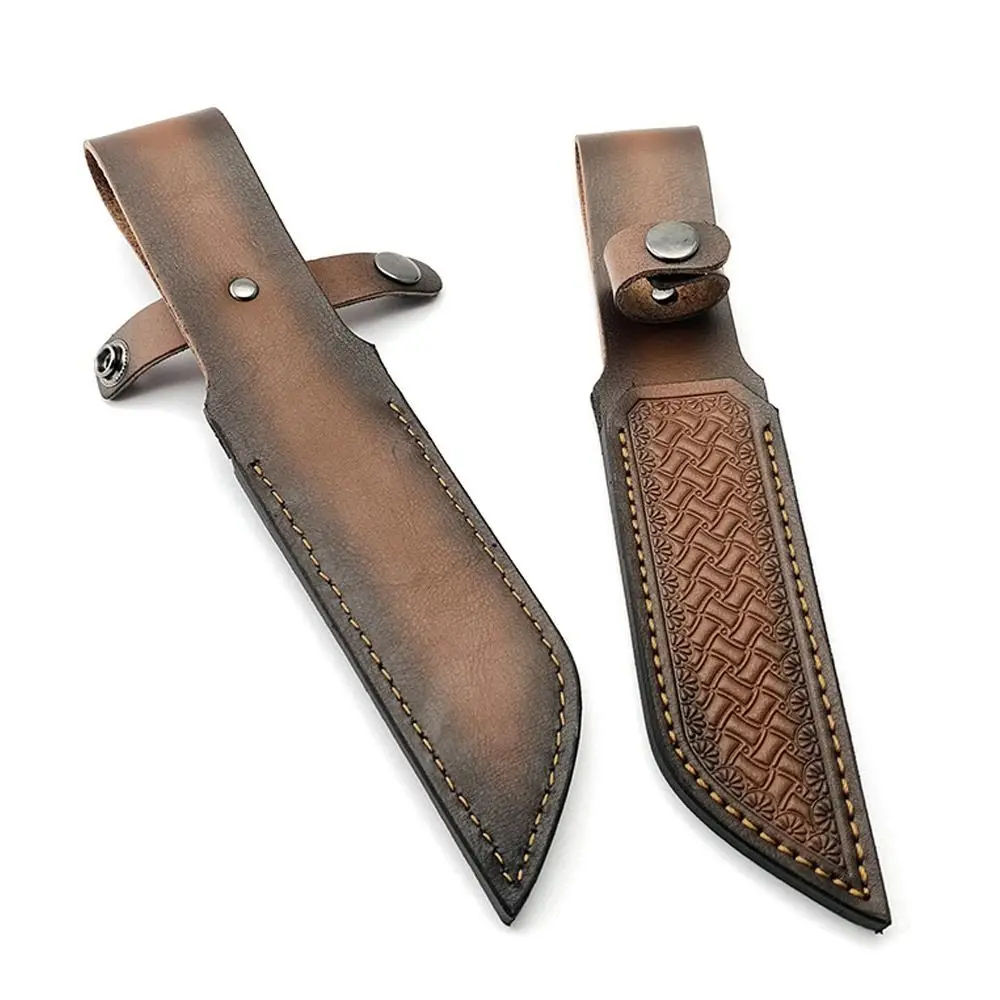 Brown Black Leather Straight Knife Scabbard Flashlight Belt Loop Holder Leather Sheath Pocket Hunt Camp Outdoor Carry Equipment