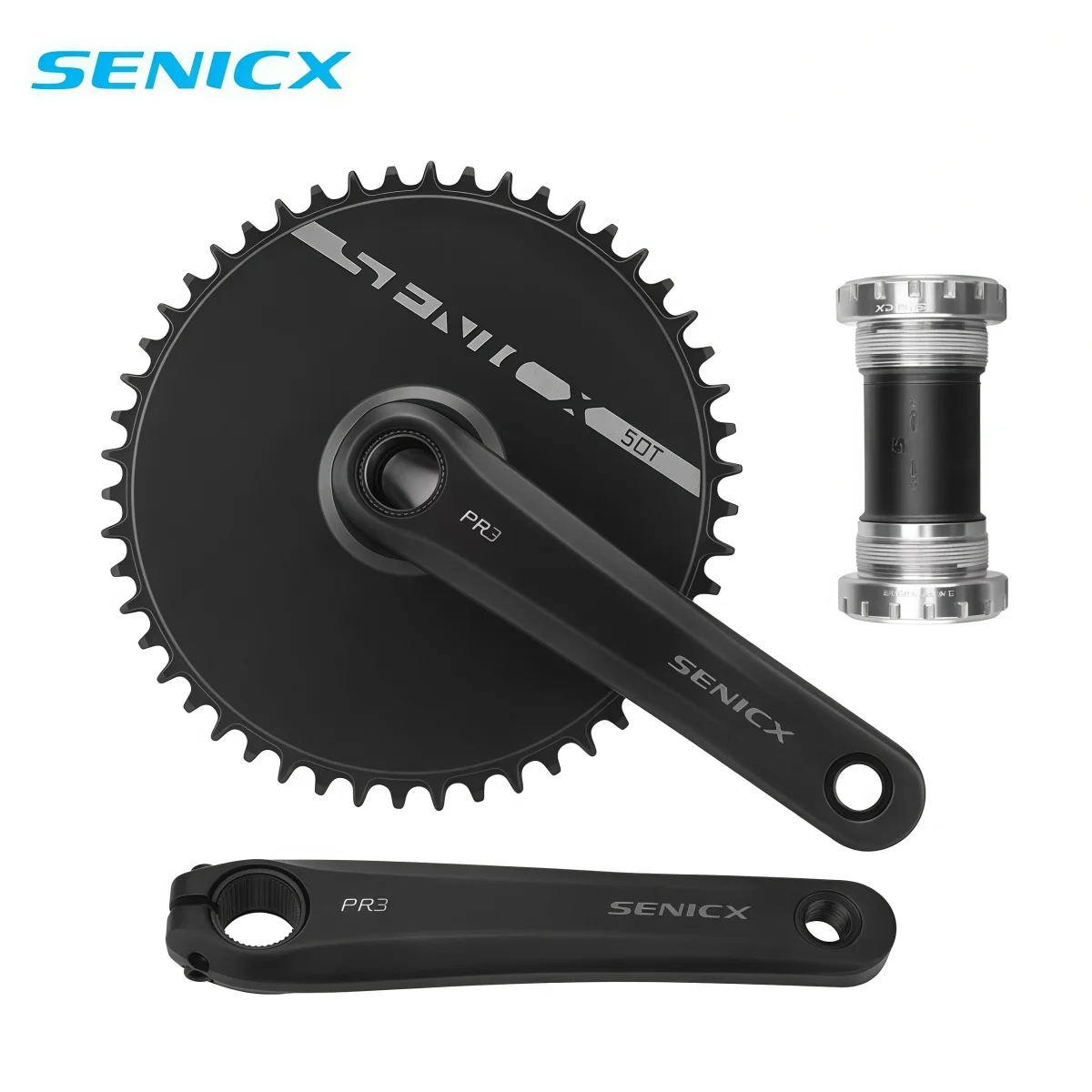 Pédalier de vélo de route SENICX PR3 170 mm - Plateau Hollowtech à fixation directe Narrow-Wide 46T/48T/50T/52T 1x pour 8-12 vitesses