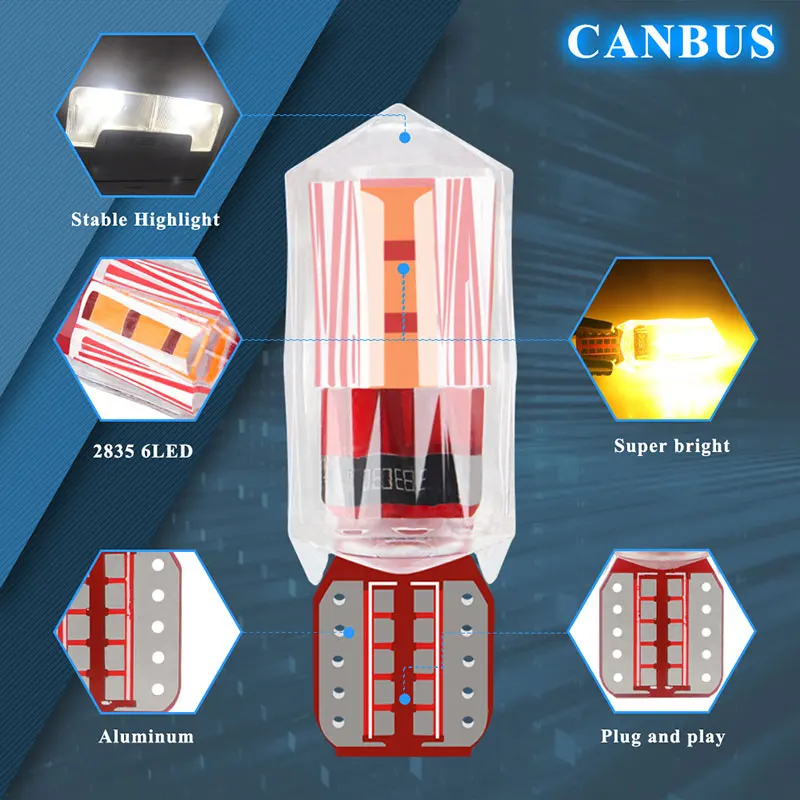 T10 W5W LED Bulbs Canbus 2835 6SMD 194 168 LED Car Interior Map Dome Lights Parking Light Car Signal Lamp Car Side Marker Light