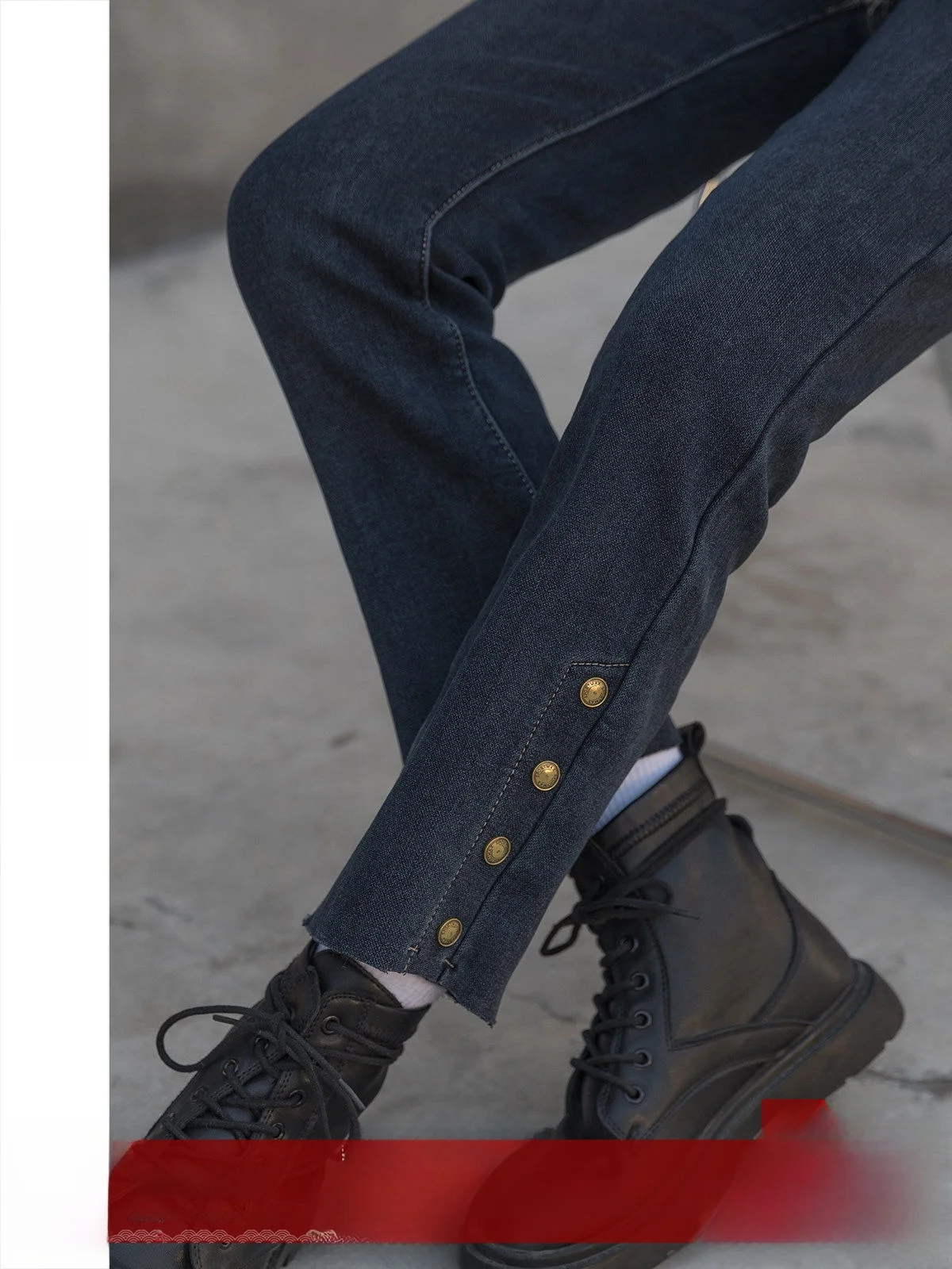 

Прямые джинсовые джинсы с высокой талией, женские осенние новые дизайнерские утягивающие универсальные брюки для поездок на работу, глубокий цвет с водной талией