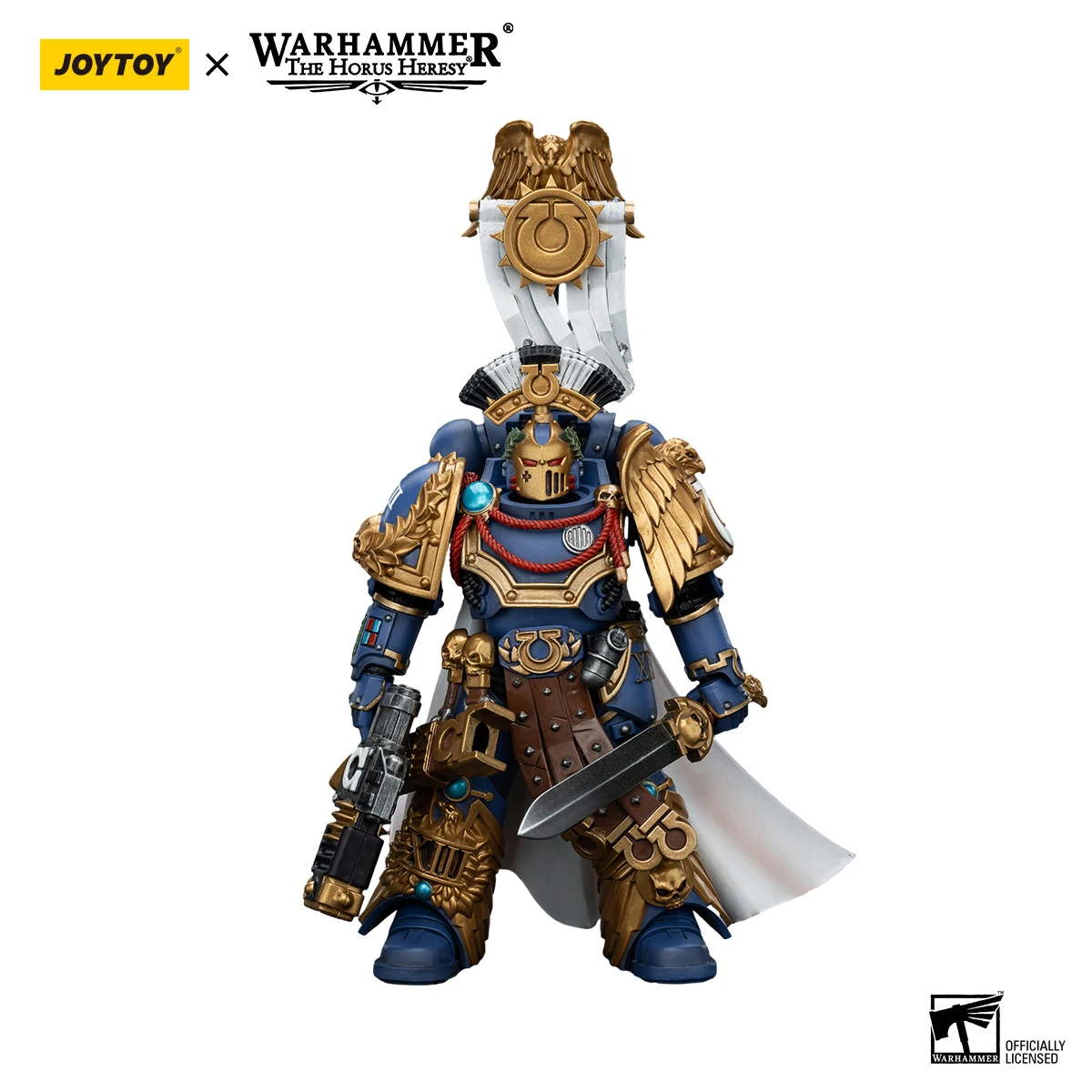 Figura de Acción JOYTOY Warhammer 30K 1/18, Pretor de la Legión Ultramarina con Espada de Poder y Modelo de Serpenta Volkite