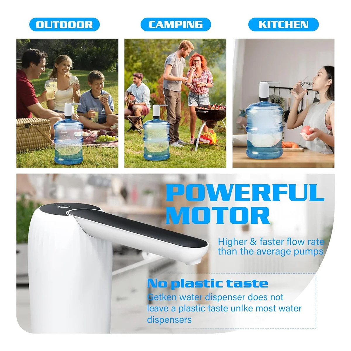 مضخة توزيع مياه زجاجة سعة 5 جالون - موزع إبريق مياه الشرب الأوتوماتيكي مع شحن USB، كهربائي محمول