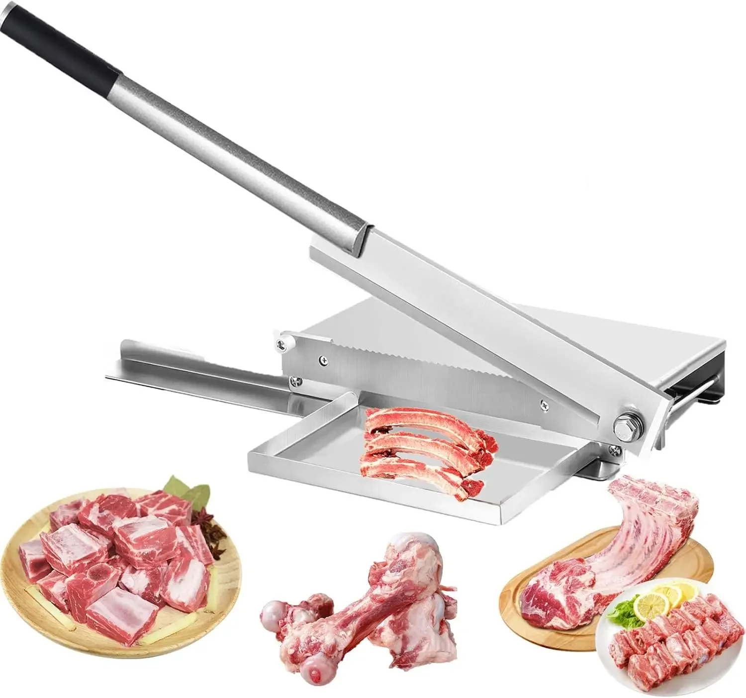 Manual Meat Bone Cutter, Manual Meat Slicer Frozen Meat Cutter Machine, Heavy Duty Chicken Cutting Machine with Blade Bone Chopp