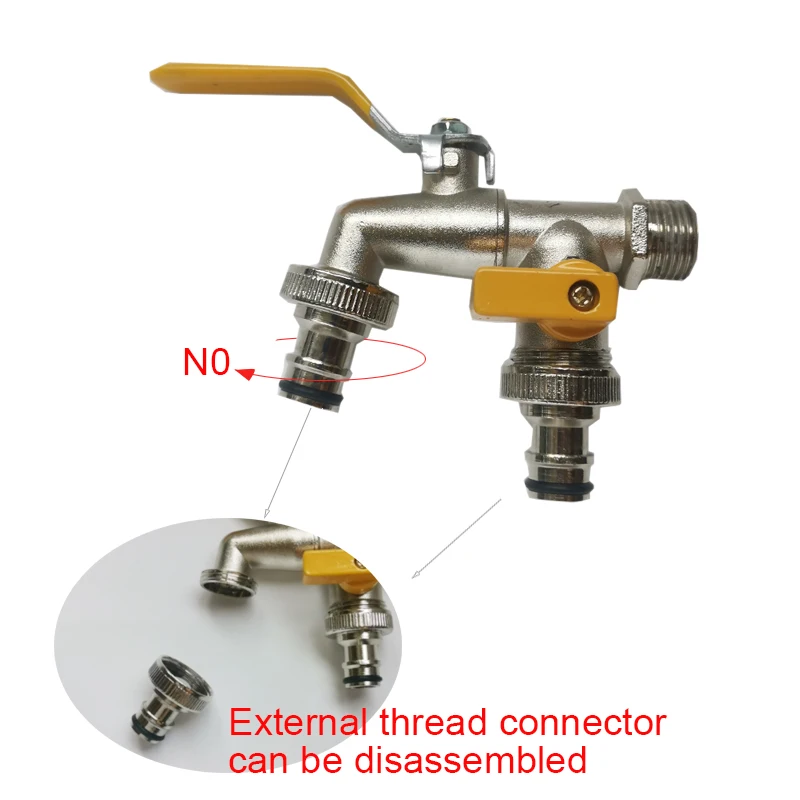 

Garden Faucet, 1/2" Connection, Classic Style, Double Outlet, Flower Watering Unit, Water Hose, Watering Sprinkler Atomizing Gun