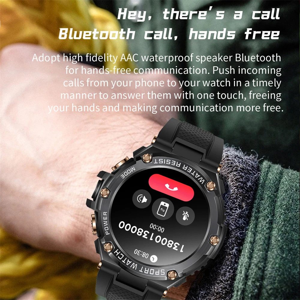 นาฬิกาอัจฉริยะสำหรับผู้ชายระบบสายรัดข้อมือฟิตเนสกันน้ำแบตเตอรี่ขนาดใหญ่800mAh IP68ได้สำหรับกีฬากลางแจ้งรุ่นใหม่