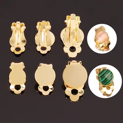 10pcs 8-12mm Stainless Steel Round Flat Ear Clip Base Cabochon Bezel Tray Earrings Clips For DIY Jewelry Makings Accessories