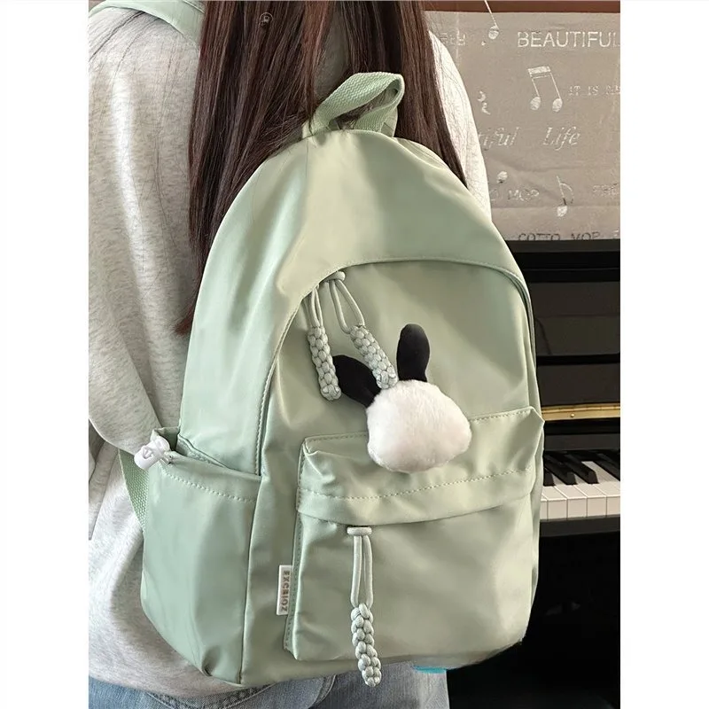 Mochila escolar sencilla y ligera para chica, monederos y bolsos de mano con cremallera de Color sólido, estilo Preppy, dulce y lindo Mori, moda urbana