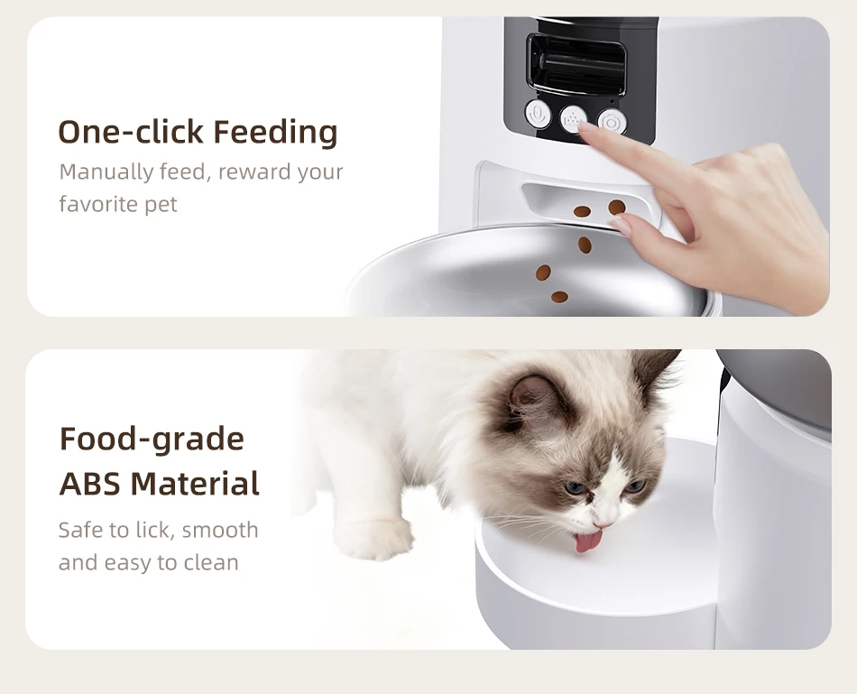 ROJECO Automatischer Katzenfutterautomat mit 1080P HD-Kamera, Video-Smart-Katzenfutterspender, WIFI-Fernbedienung, automatischer Tierfutterautomat für Katzen und Hunde – Detail 18