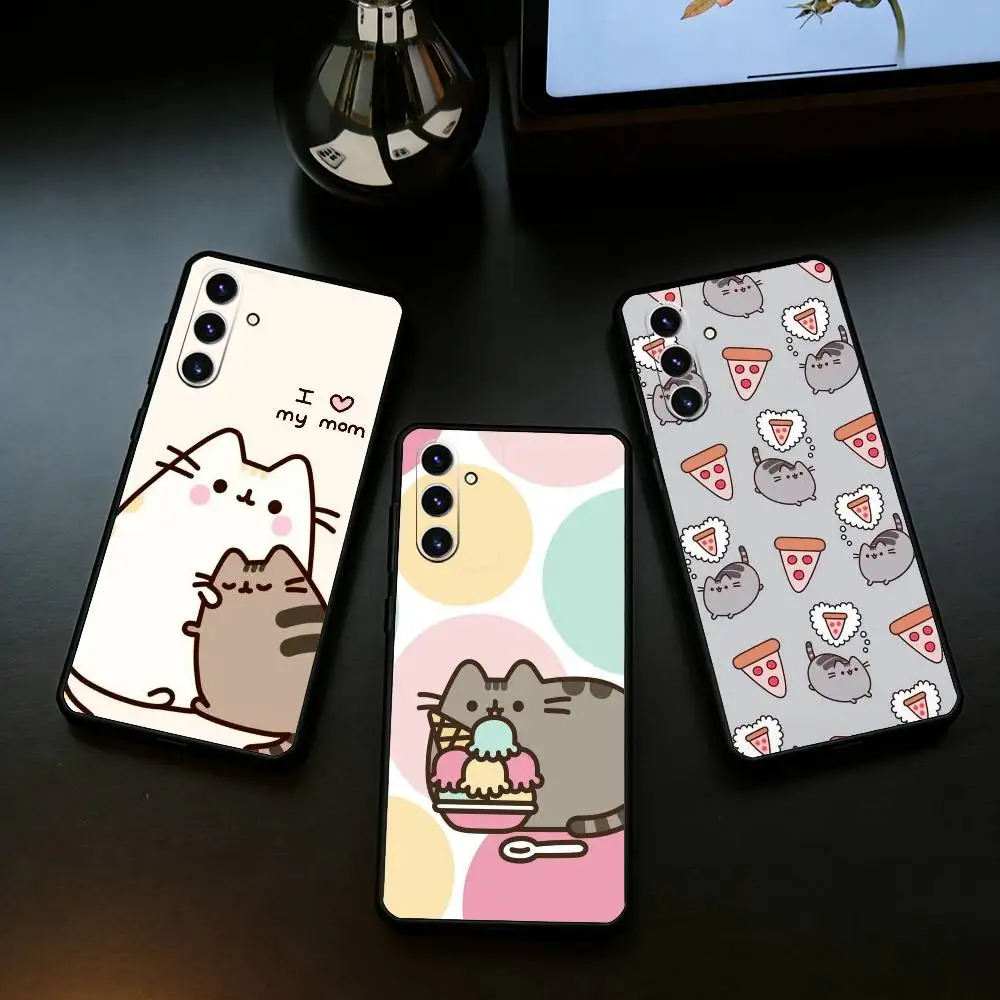 

Cute cat P-Pusheenes-pc-es Phone Case For Samsung Galaxy A73,A72,A71,A70,A52,A51 Others Soft Black Cover