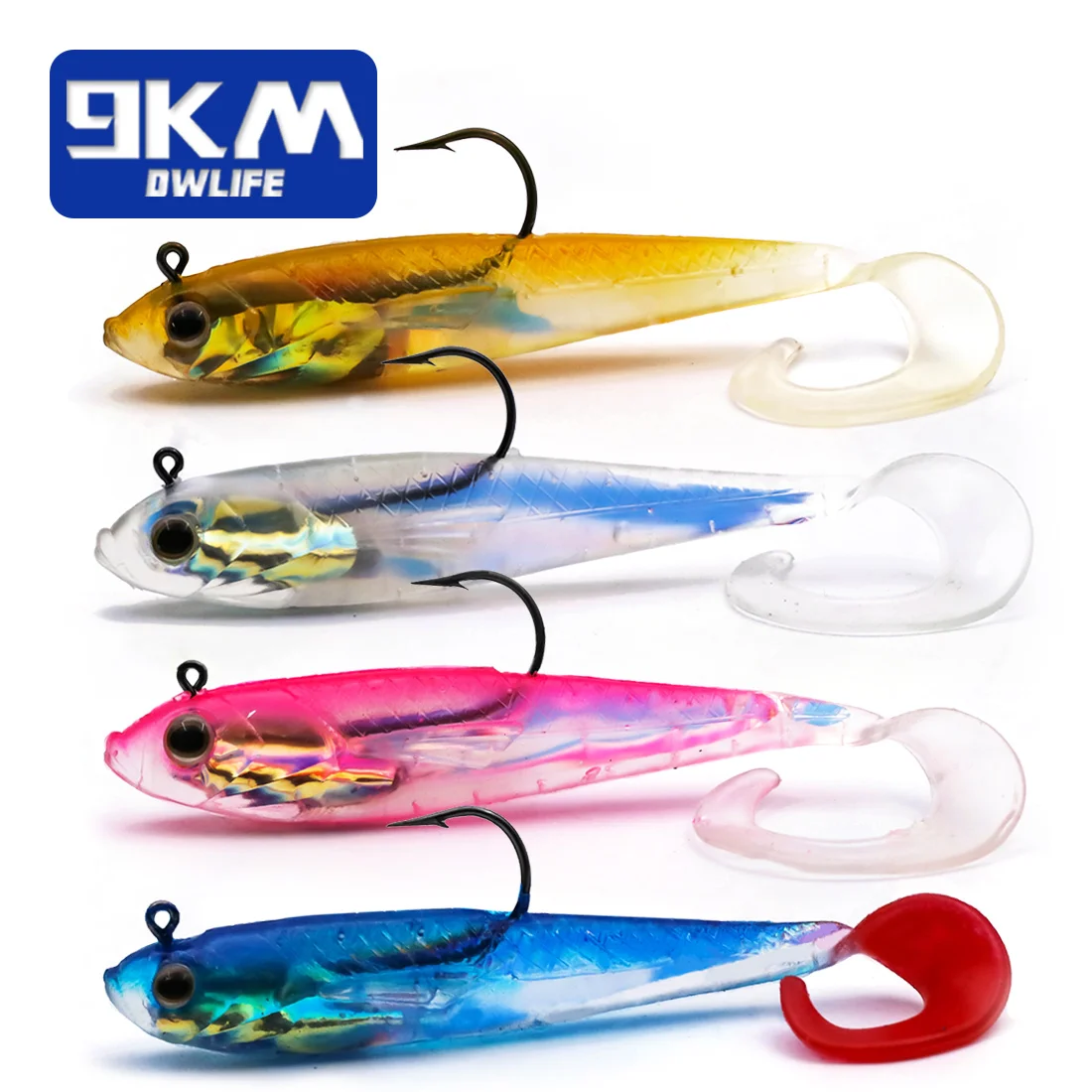 3Pcs Fishing Soft Lures 3~13.4g Lead Head Jigs Soft Fishing Lure Bass Freshwater Perch Paddle Tail Swimbait Fishing Bait Trout