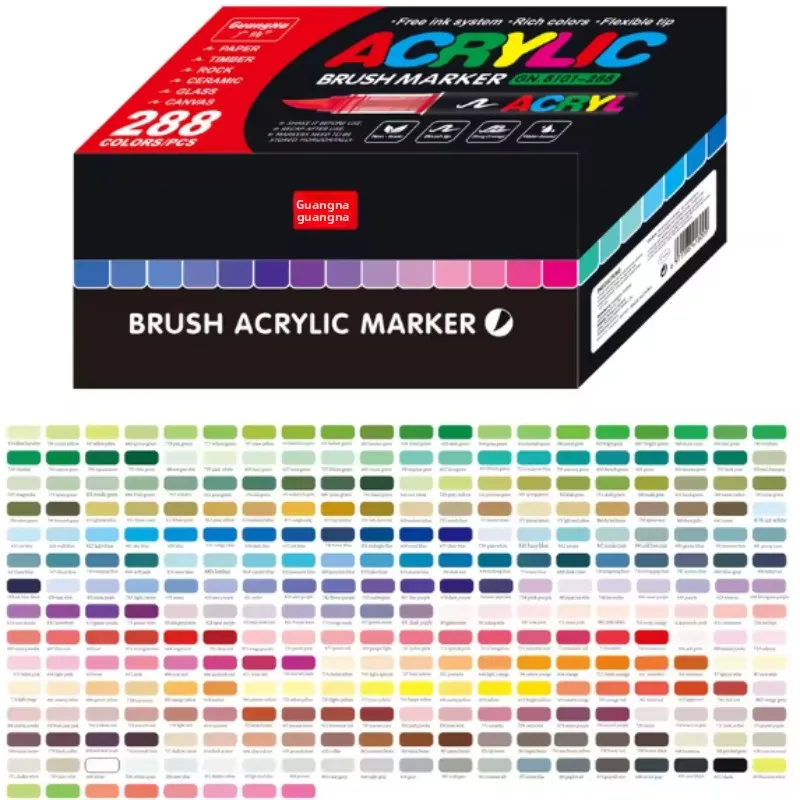 ACRYLIC BRUSH MARKER 360色　168色 GUANGNA 168-360 Colors Acrylic Paint Soft Brush Markers Set Soft