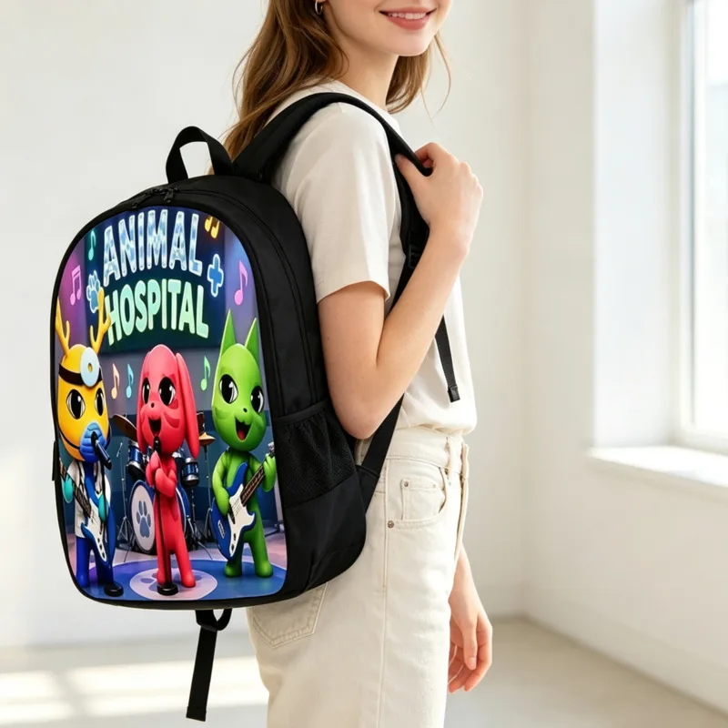 Animal Hospital Children's Backpack Multi Style Unisex 35-44cm  Large Capacity Three Piece Set Primary Secondary School Students