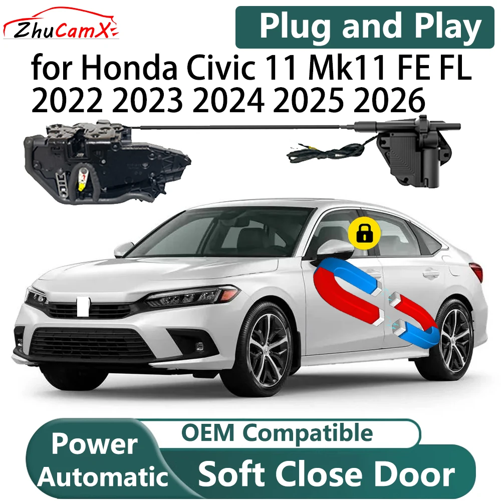 

for Honda Civic 11 Mk11 FE FL 2022-2025 Car Upgrade Auto Smart Electric Soft-Close Closing Closer Power Door Latch Kit System