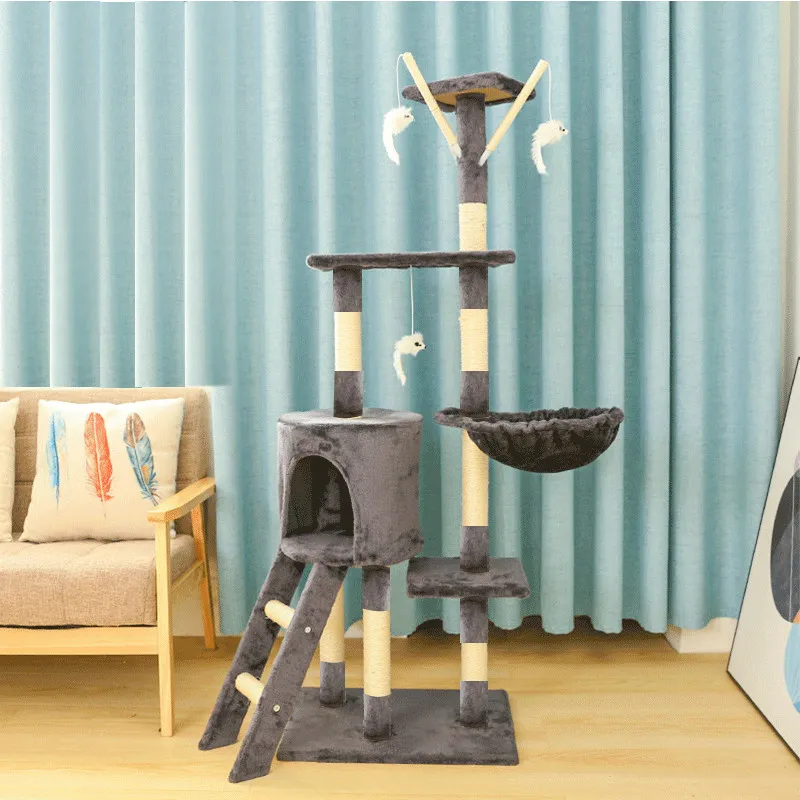 

Toys House Cat Tower Supplies Sandbox Large Stairs Goods Cat Tower Modern Things Scratcher Arranhador Para Gato Pet Supplies