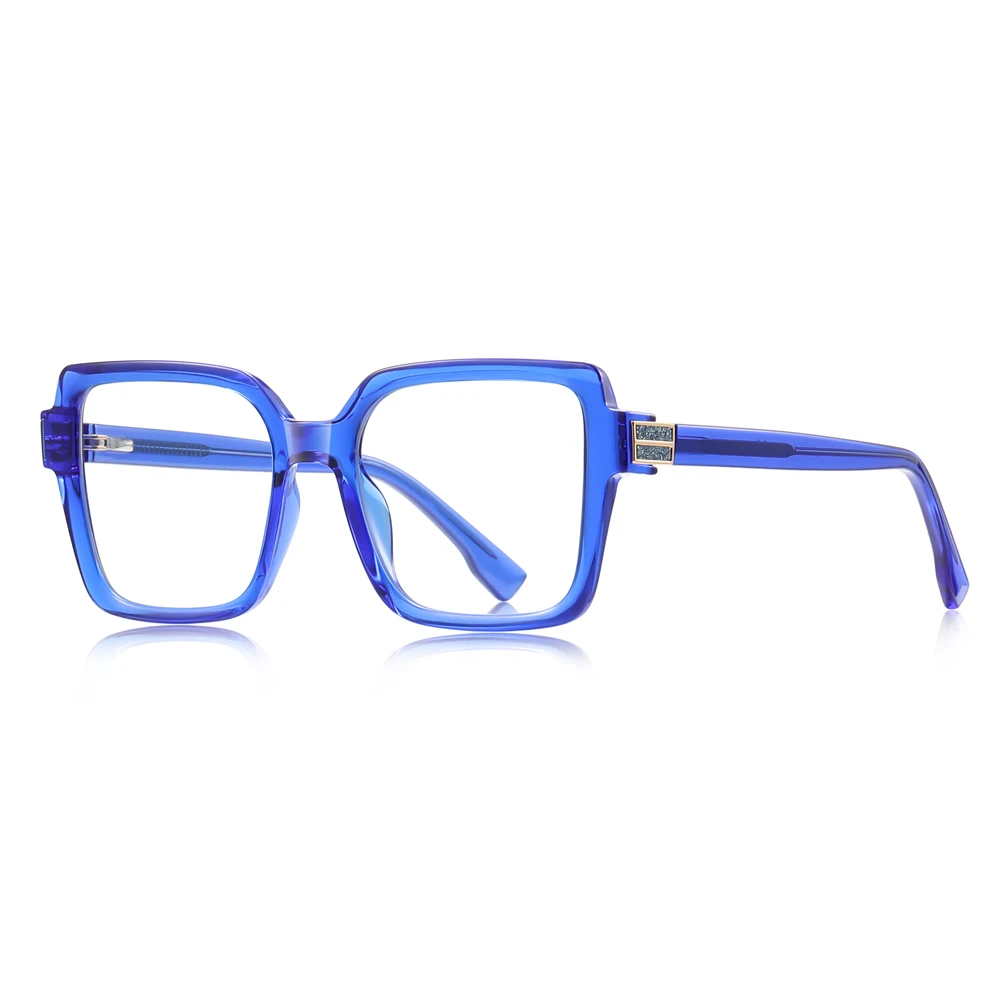 Kachawoo female big frame glasses blue light blocking computer square glasses frame for women decoration tr90 transparent brown
