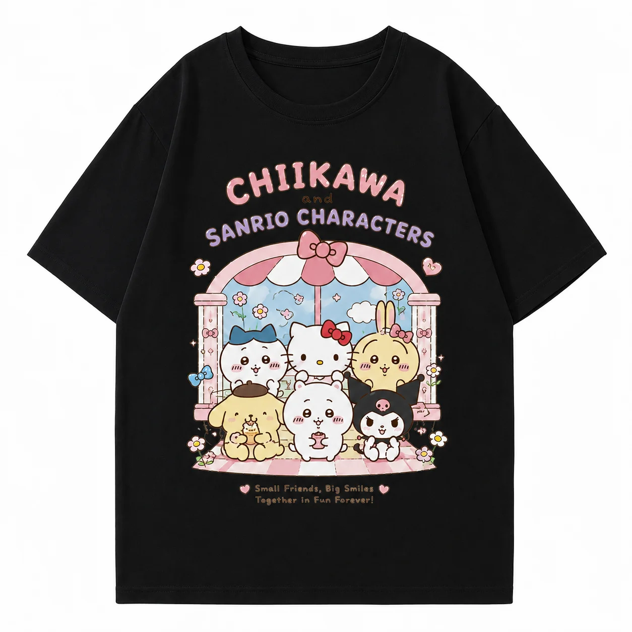 2026 CHIIKAWA Sommer Eltern-Kind Reines Baumwoll-T-Shirt Bequem Atmungsaktiv Hochwertig Ins Y2k Herren-T-Shirts – Detail 5