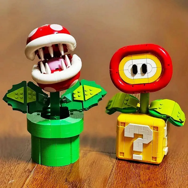 Carnivorous Plant Building Kit - DIY Potted Flower Model with Snap-on Bricks, 360° Display Decor for Home & Office