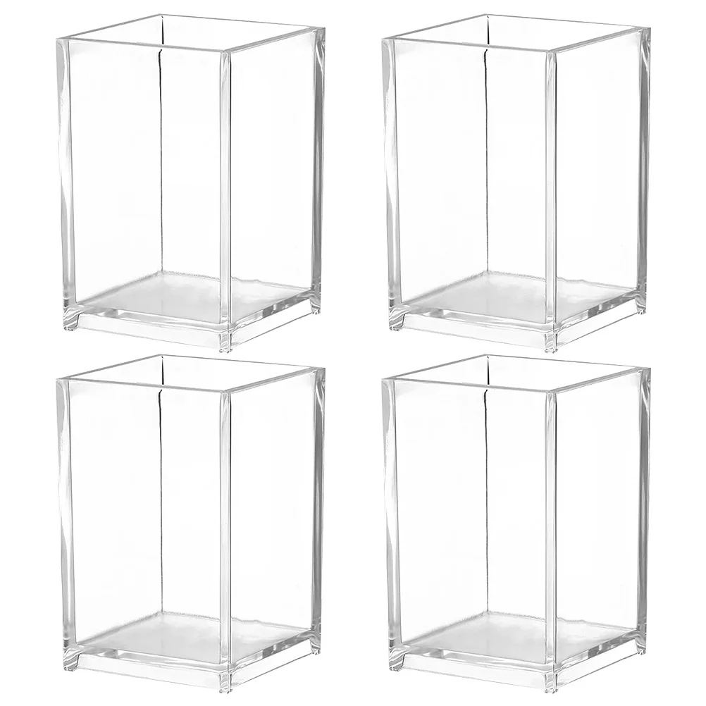 

4Pcs Desktop Pen Organizing Box Acrylic Stationery Holder Simple Unique Design Necessary Home Office Multifunctional