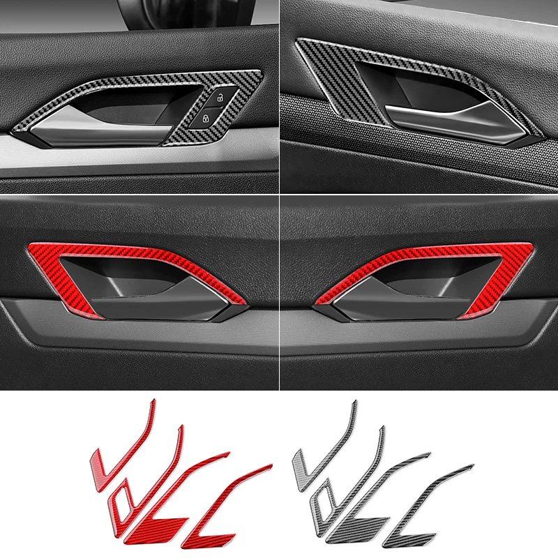 For Volkswagen Golf Mk8 (2020-2026) Door Inner Handle Trim Cover Anti Scratch, Car Interior Tuning Accessories Real Carbon Fiber