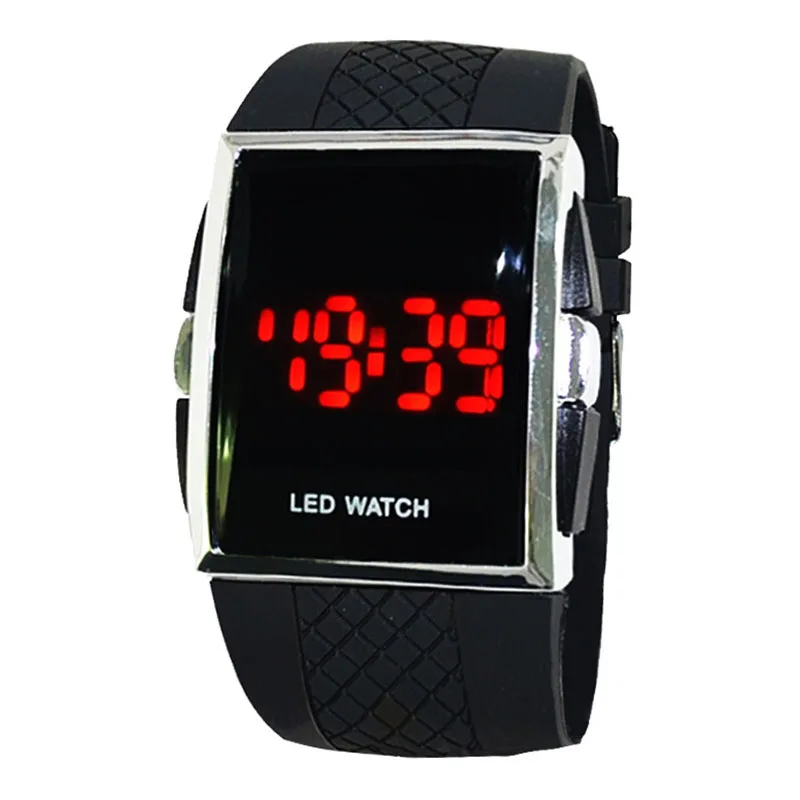 Reloj de pulsera Digital LED para niños y hombres, pulsera negra, regalo para amantes, estilo caliente, moda