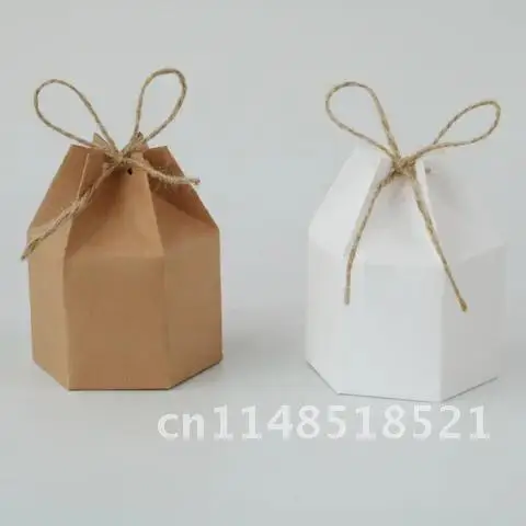 

25/50pcs Hexagon Shape Creative Kraft Paper Lantern Candy Gift Boxes Wedding Favors Cake Gift Packaging Boxes Dragees Box Bags